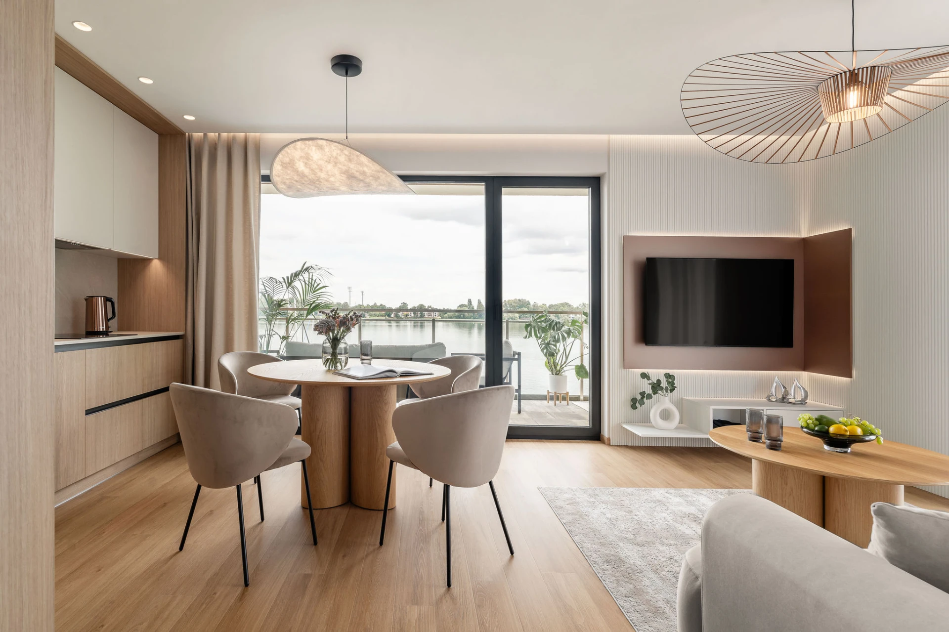 Apartament Sunset View z widokiem na marinę – projekt Studio Projekt Estera i Robert Sosnowscy