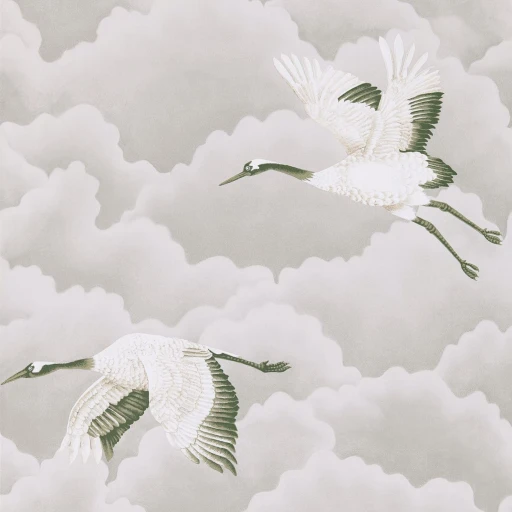 Harlequin Palmetto Cranes in Flight 111230