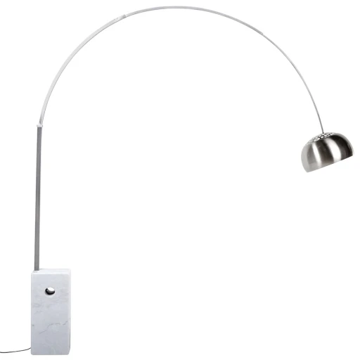 Lampa podłogowa MARMO biała - stal nierdzewna, marmur