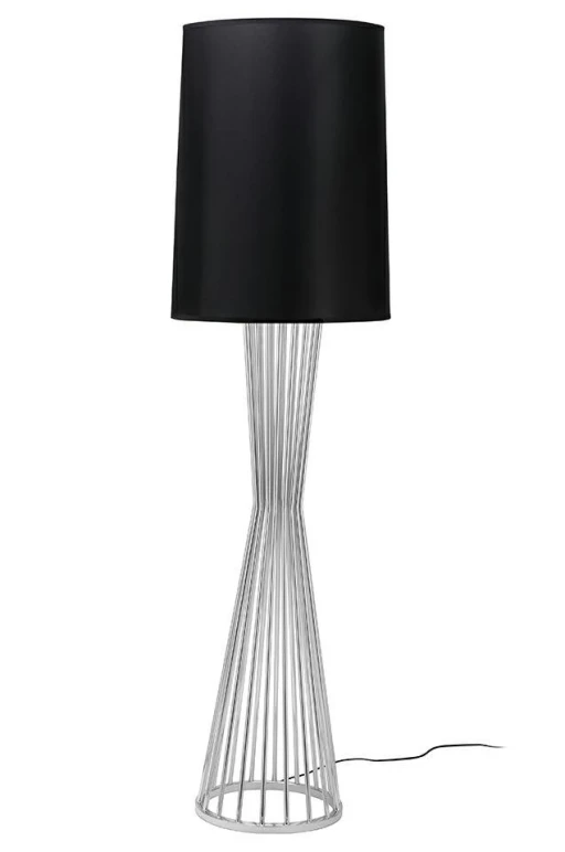 Lampa podłogowa HOLMES chrom z czarnym kloszem -  metal