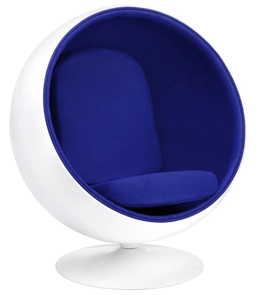 Fotel BALL biało-niebieski - włókno szklane, wełna