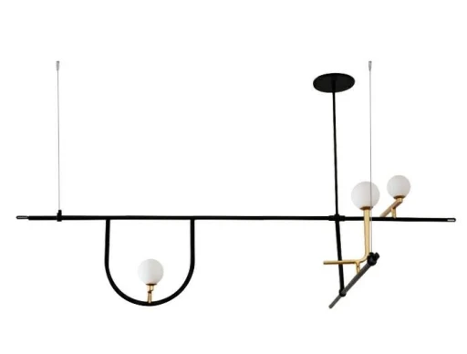 Lampa wisząca TWEETY 160 czarno-złota - metal, aluminium, szkło