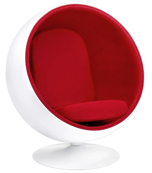 Fotel BALL biało-czerwony - włókno szklane, wełna