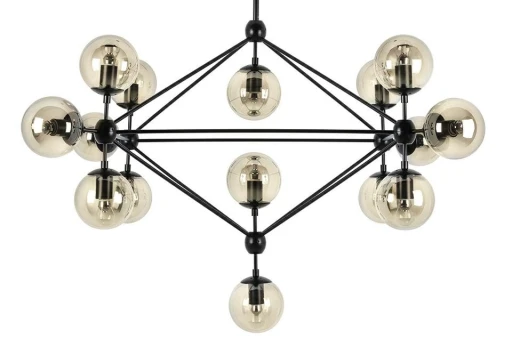 Lampa wisząca PLANETARIO 15 czarna - klosze bursztynowe