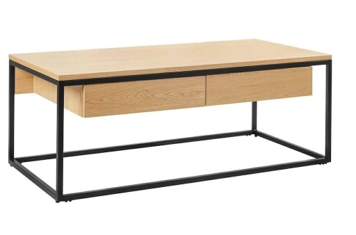 Stolik CRUDO GRANDE dąb - szuflady, MDF, metal