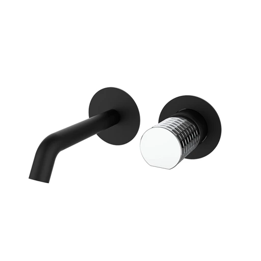 Bateria umywalkowa podtynkowa 200mm bez akcesorum Czarny-Chrom Aura 75117120