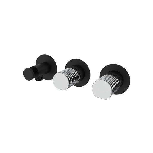 Bateria natryskowa podtynkowa z przełącznikiem Czarny-Chrom Aura 75735422