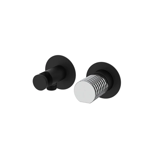 Bateria podtynkowa z uchwytem z przyłączem wody Czarny-Chrom Aura 75615422